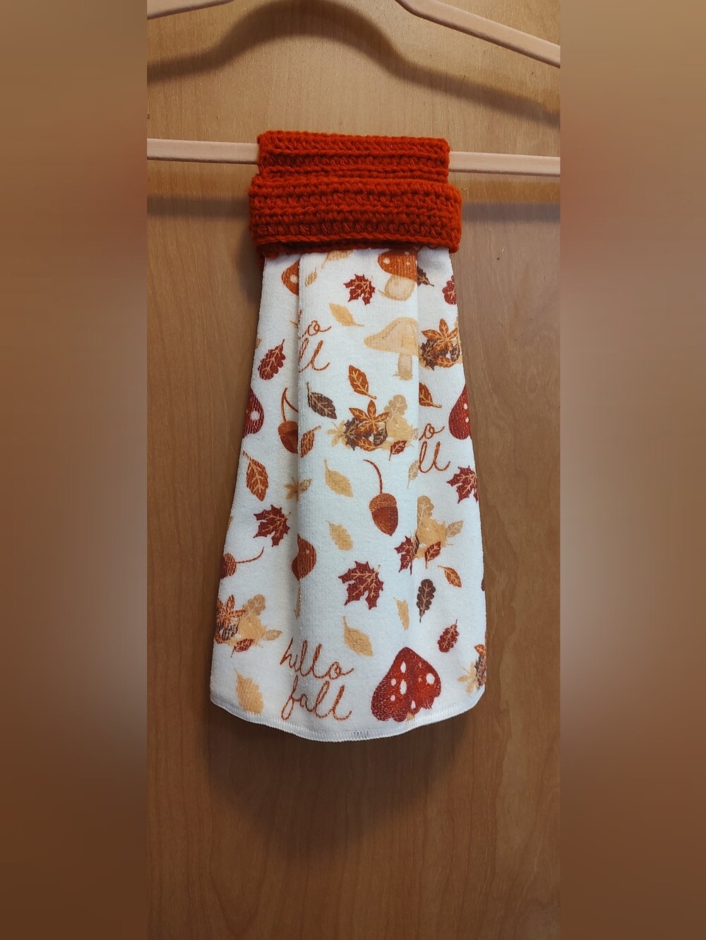 Kitchen Fall Towel With Handmade Crochet Top
